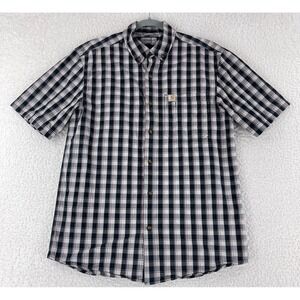 Carhartt Black Plaid Button-Up Casual‎ Shirt Mens Short Sleeve Size Medium